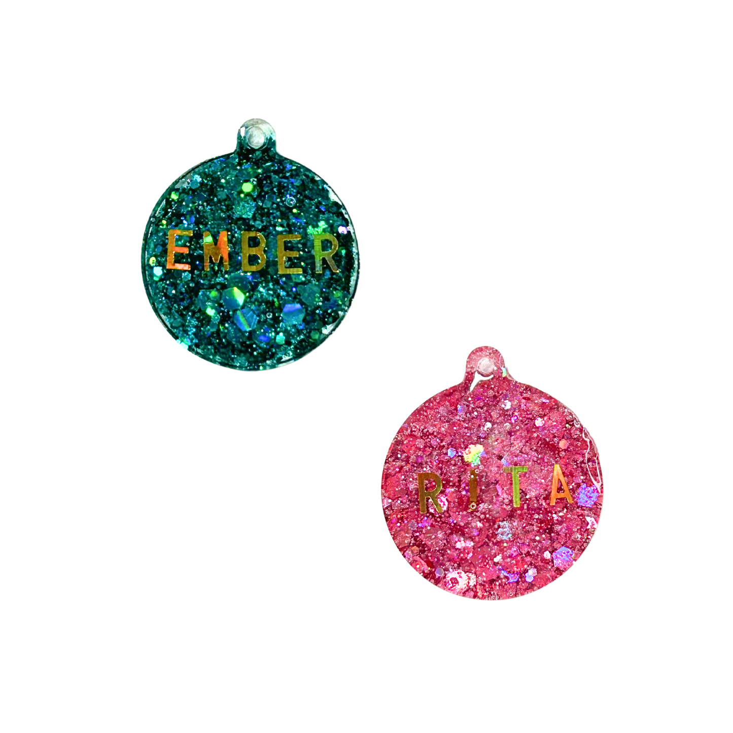 Personalized Glitter Round Pet ID Tag