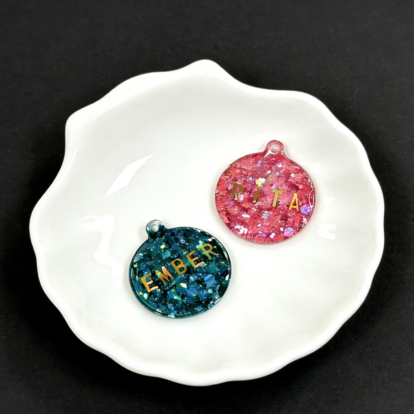 Personalized Glitter Round Pet ID Tag